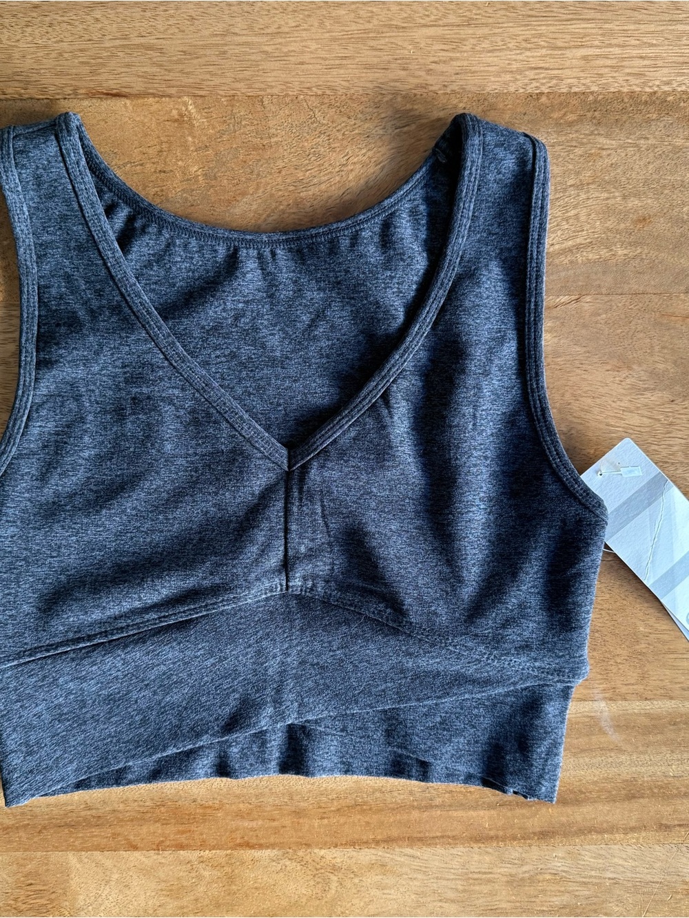 NWT Zella Dark Charcoal Gray V-Neck Sports Bralette - Size XS